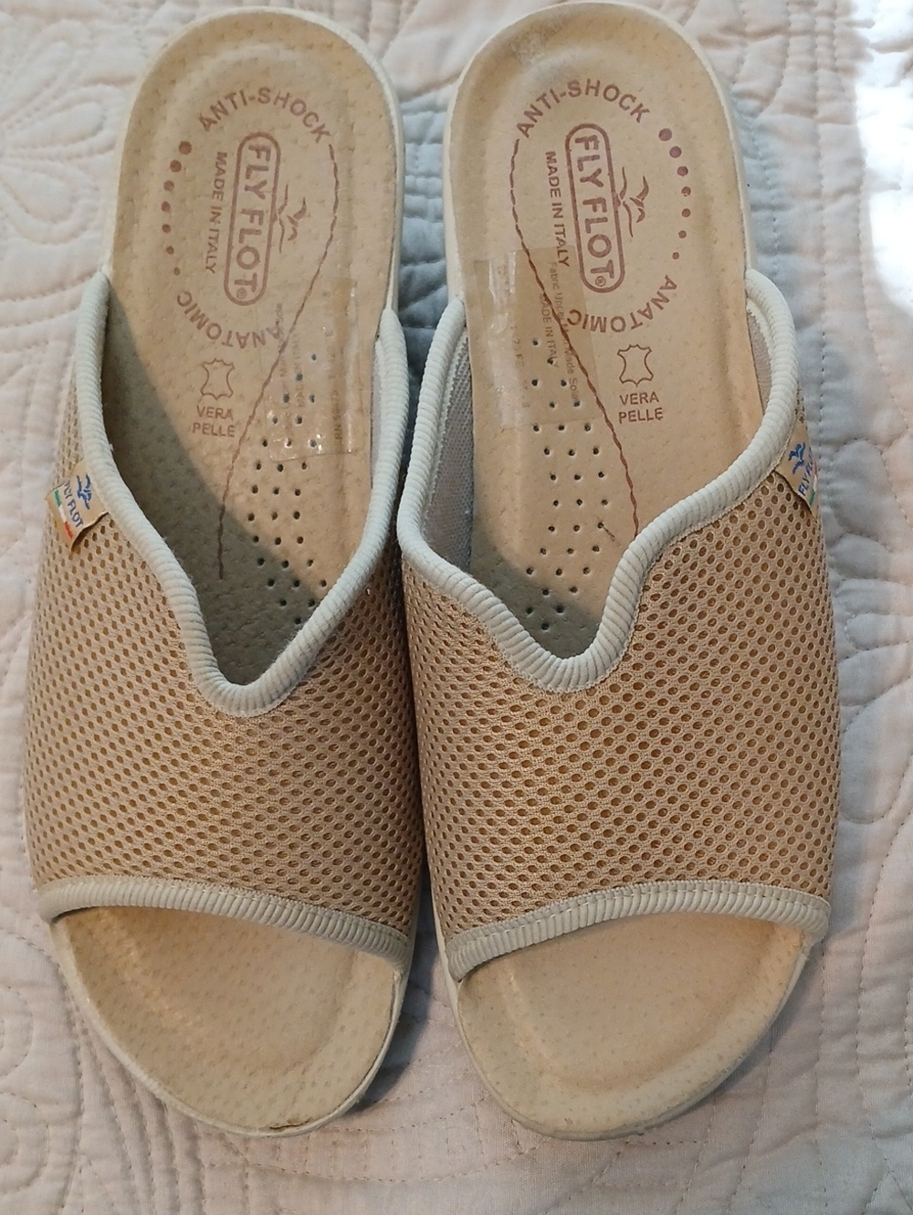Fly Flot Anatomic Anti-Shock Mesh Slip-On Mules Beige EU 39